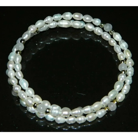 FRESHWATER PEARLS & White Quartz Gemstone - Picture 1 of 3